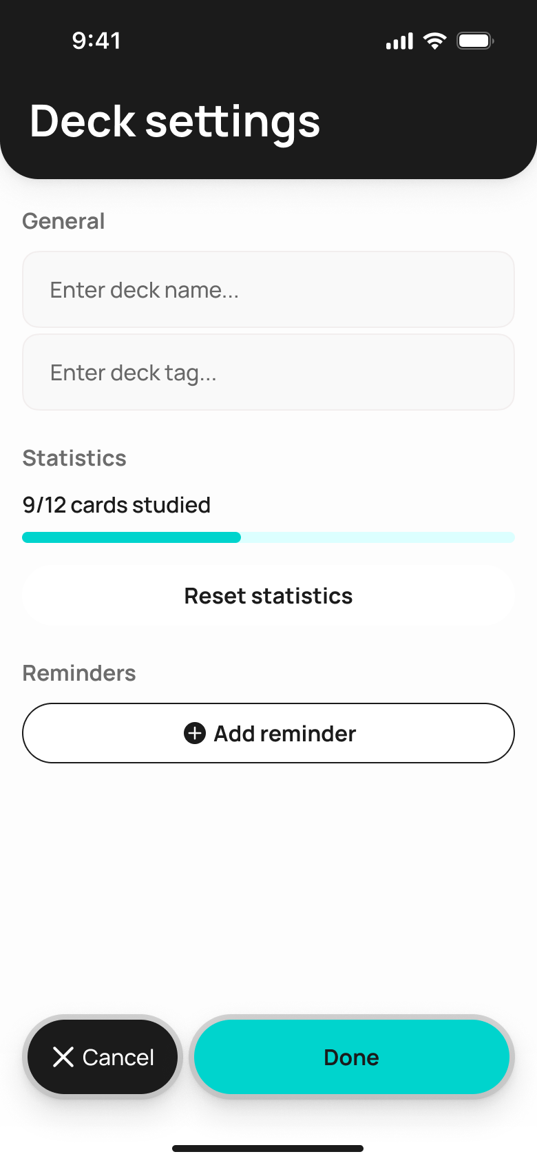 Flash Cards — налаштування колоди