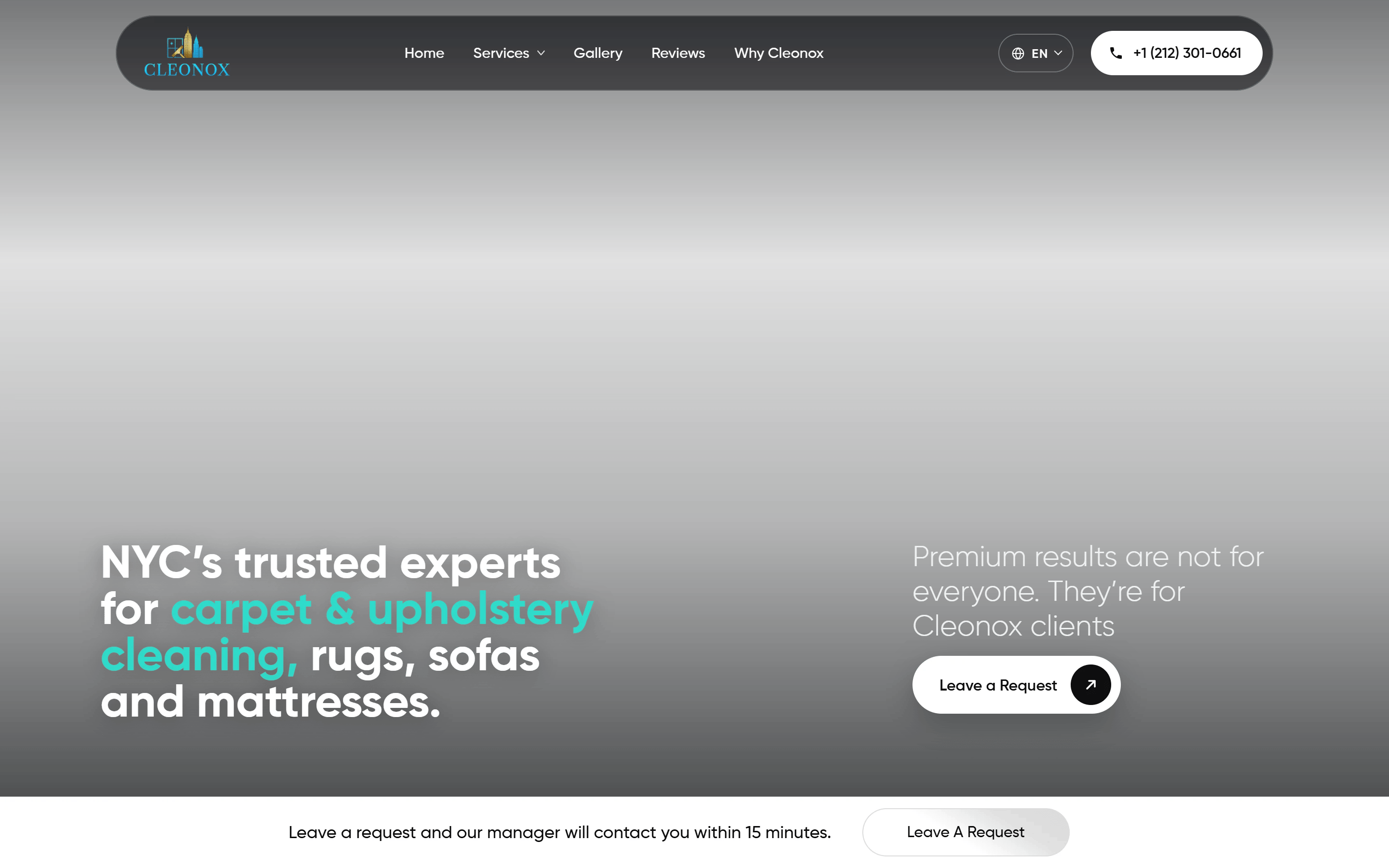 Cleonox — лендинг чищення килимів і м'яких меблів
