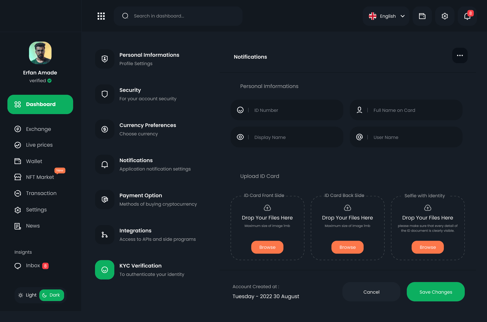 KYC за три кроки: ID Card, зворотна сторона, селфі